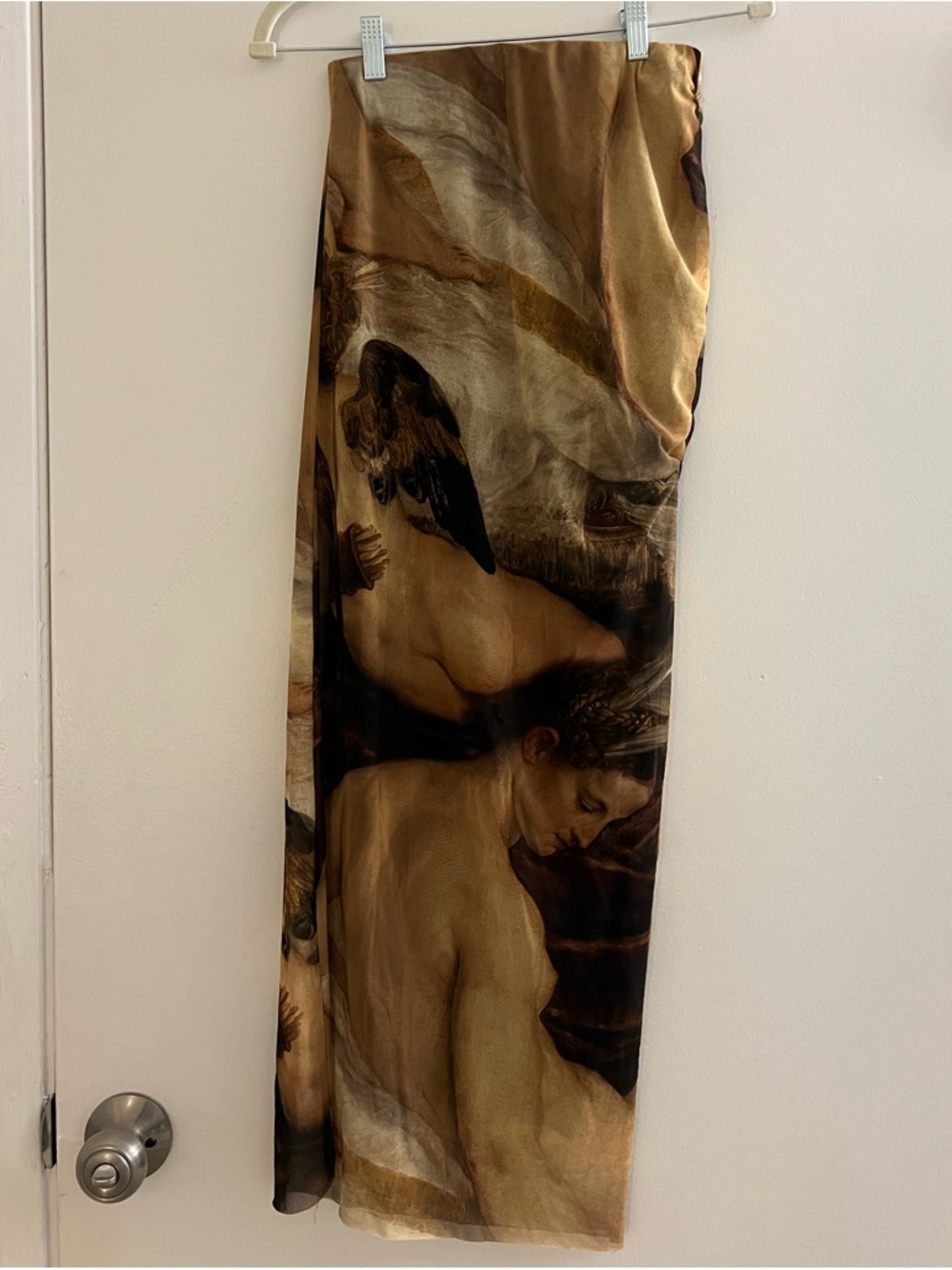 Zara Gold and Black Angel Motif Midi Skirt
